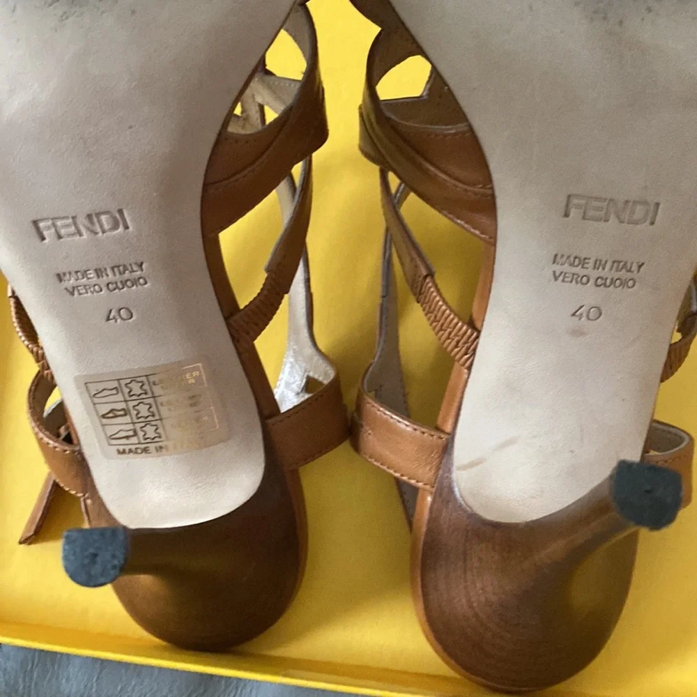 ❌SOLD❌FENDI Scotch Brown Sling Back Heels🤍🧡🤍 - Picture 13 of 13